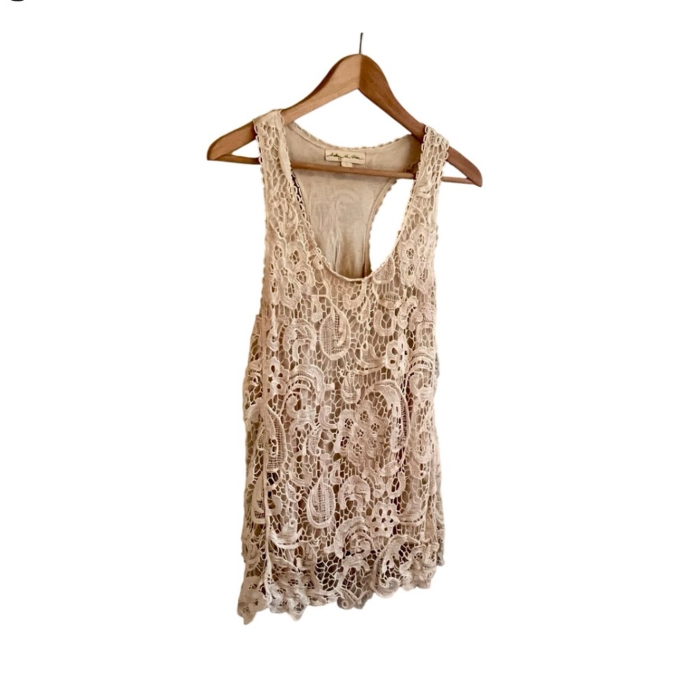 Staring at Stars Crochet Lace Tank – Ivory & Gold, Size L